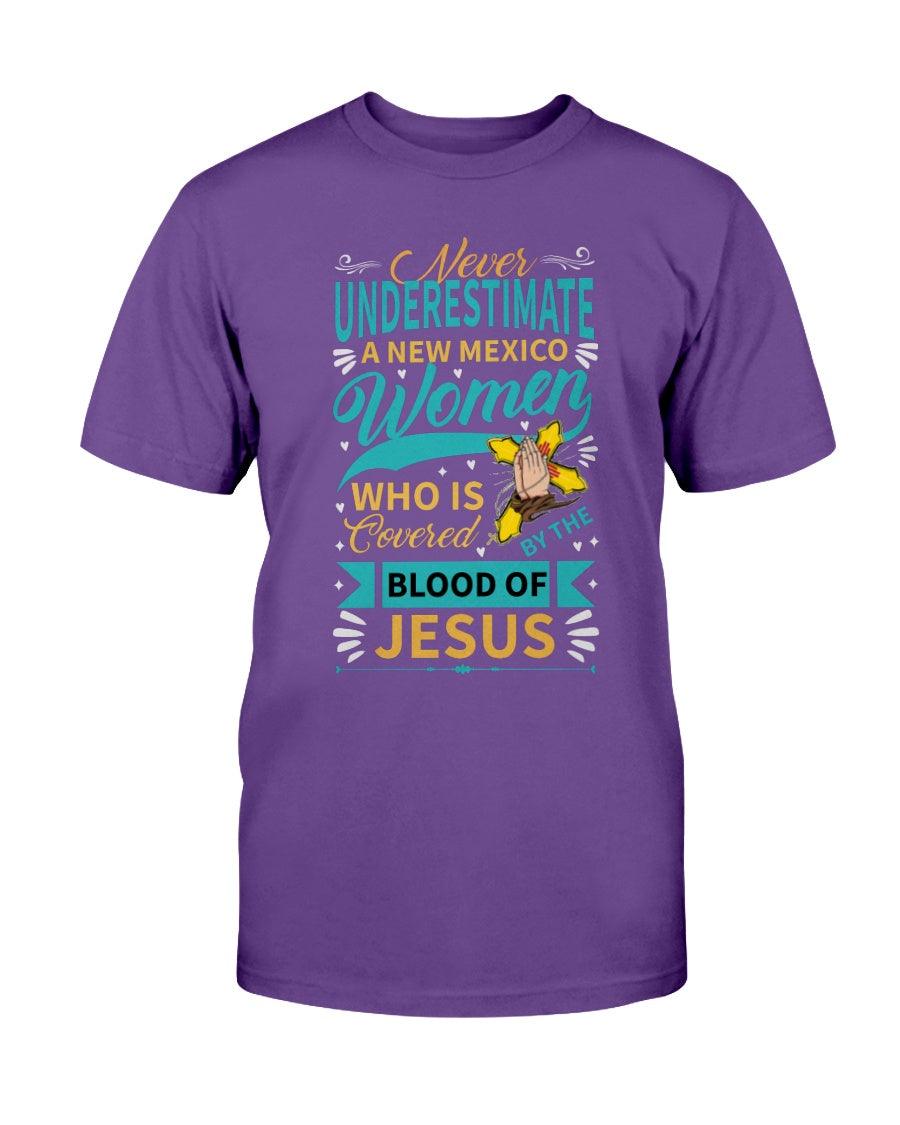 Never underestimate a new mexico woman who is covered by the blood of Jesus shirt - Froody Fashion