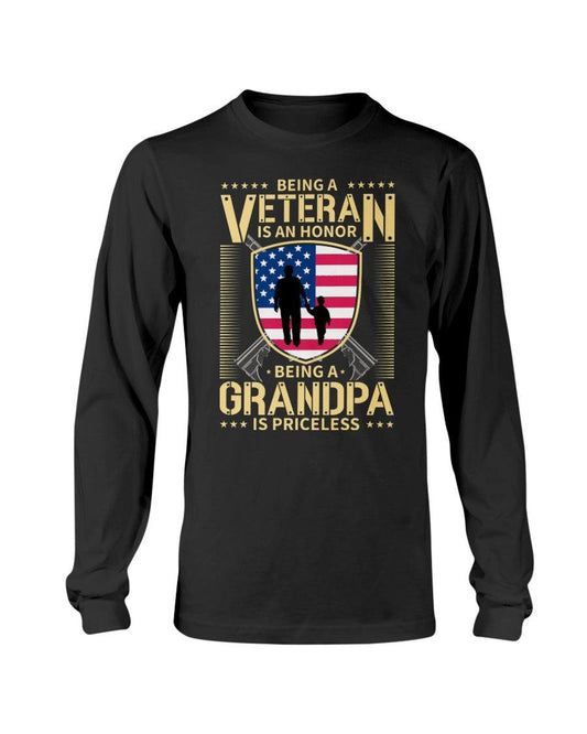 Being a veteran is an honor being a grandpa is priceless Long Sleeve T-Shirt - Froody Fashion