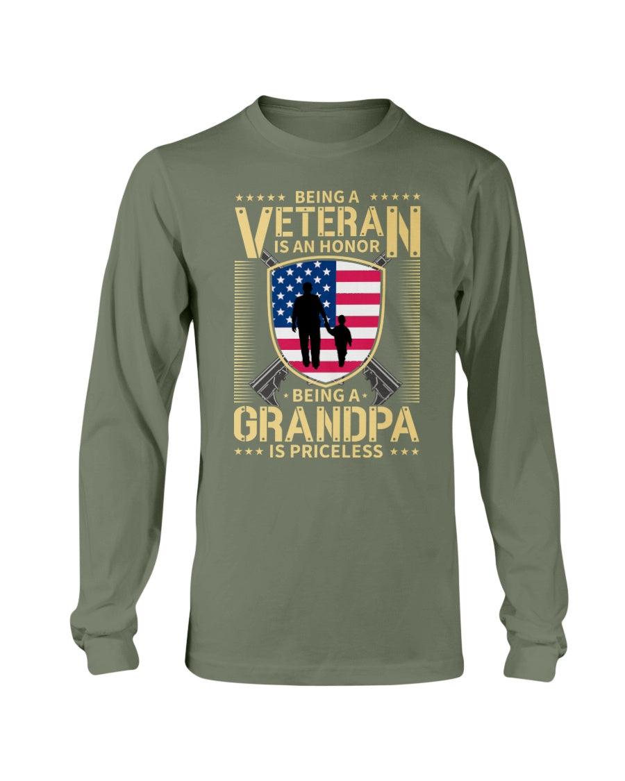 Being a veteran is an honor being a grandpa is priceless Long Sleeve T-Shirt - Froody Fashion